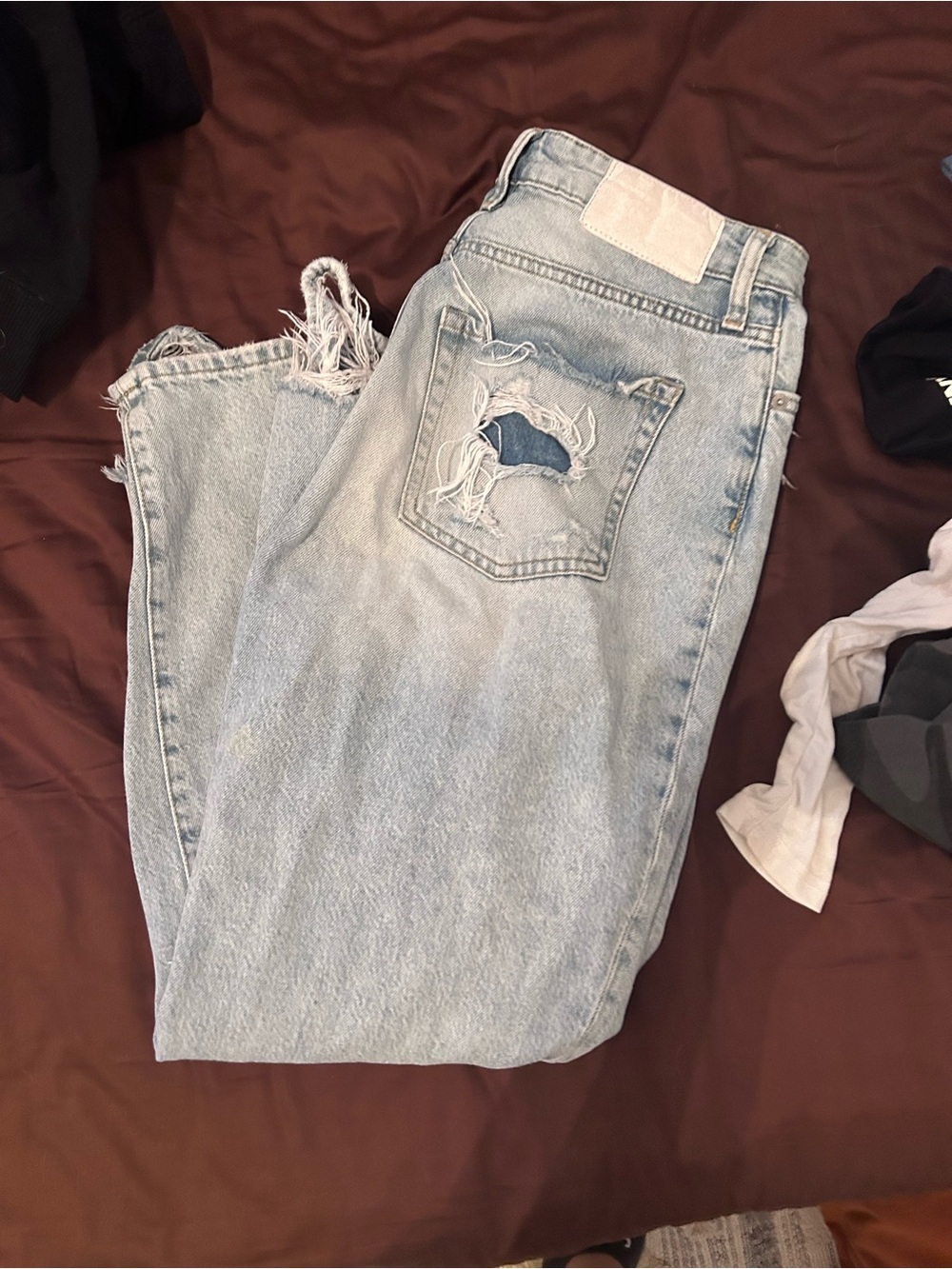 H&M Light Blue Distressed Boyfriend Jeans